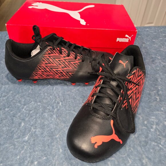 Puma Men's 9.5 Tacto FG/AG Soft Cleats - Black/Orange - New with Box - Picture 1 of 5